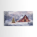 Christmas decor farmhouse Framed Canvas Print snowy barn scene holiday wall art Christmas tree decor best gift Christmas holiday home decor
