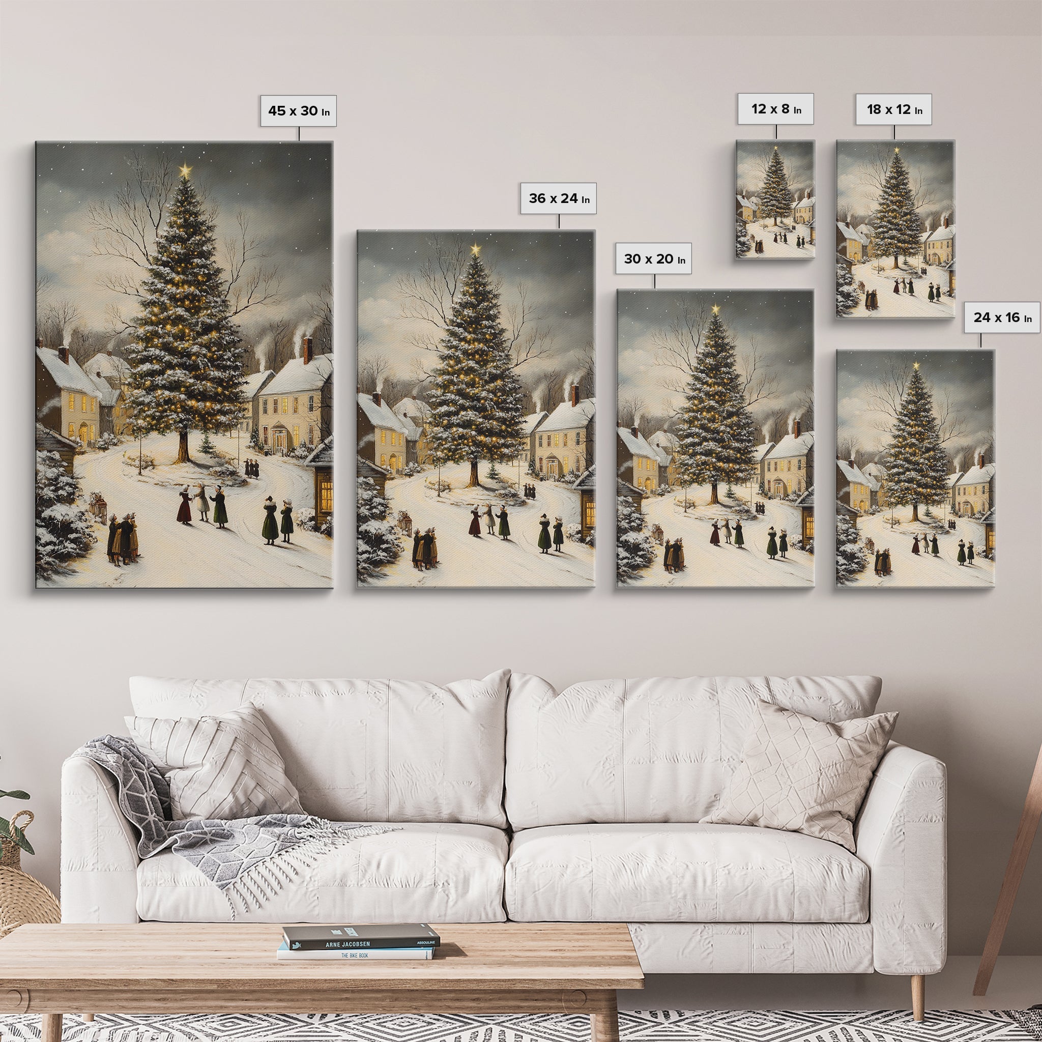 Christmas Village Wall Art Canvas Print | Christmas Village Painting | Winter Home Decor | Winter Art