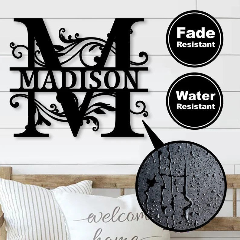 Family Name Personalized Gifts - Custom Metal Sign, Split Letter, Home Address Sign